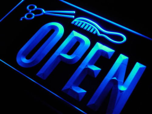 OPEN Shop Hair Cut LED Sign